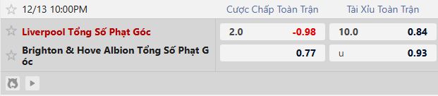 Soi k&egrave;o phạt g&oacute;c Liverpool vs Brighton, 22h00 ng&agrave;y 13/12 - Ảnh 2