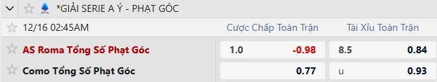 Soi k&egrave;o phạt g&oacute;c AS Roma vs Como, 02h45 ng&agrave;y 16/12 - Ảnh 2